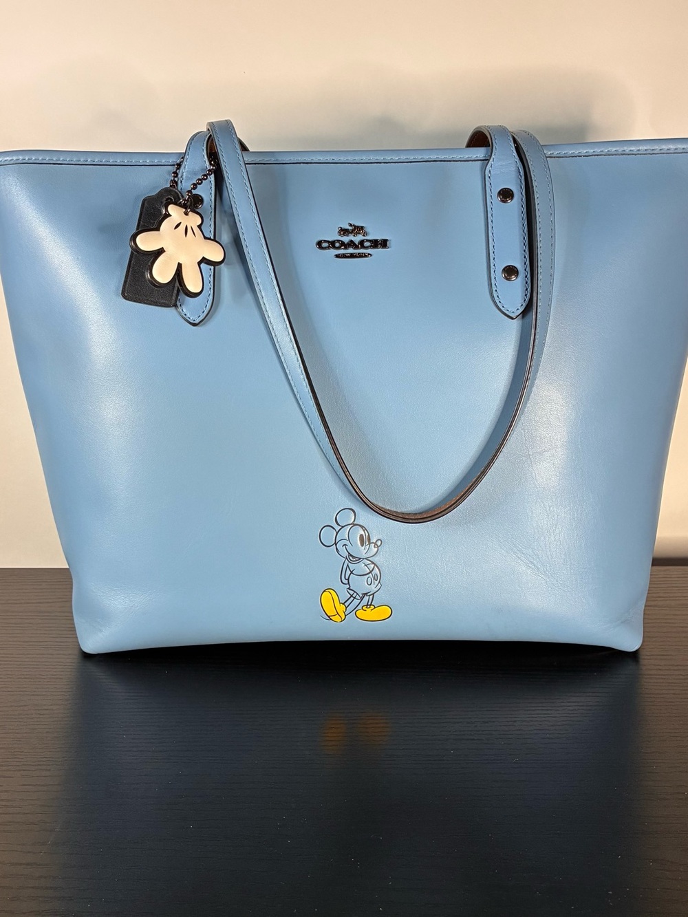 Disney X Coach Mickey Blue Calf Leather City Tote - Picture 6 of 14